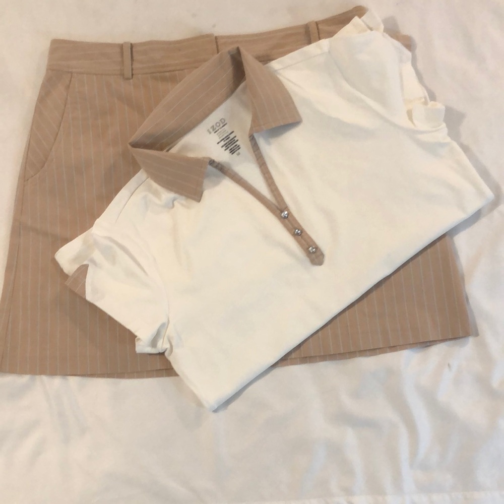 Tan Striped Skirt by Izod